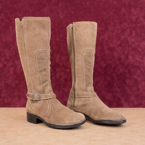 Clarks Women Derby Tan Leather Vintage Retro 90s Riding Knee Boots sz 7